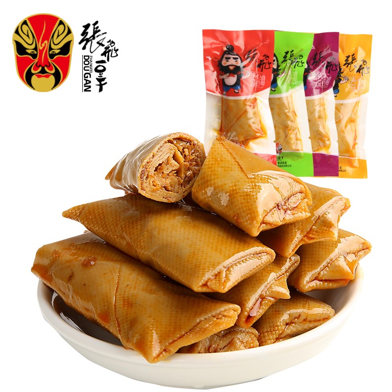 張飛 夾心豆卷四川特產(chǎn)小包裝整箱香菇豆腐干小零食杏鮑菇豆干零食 四味混裝500g*1袋 12.37元