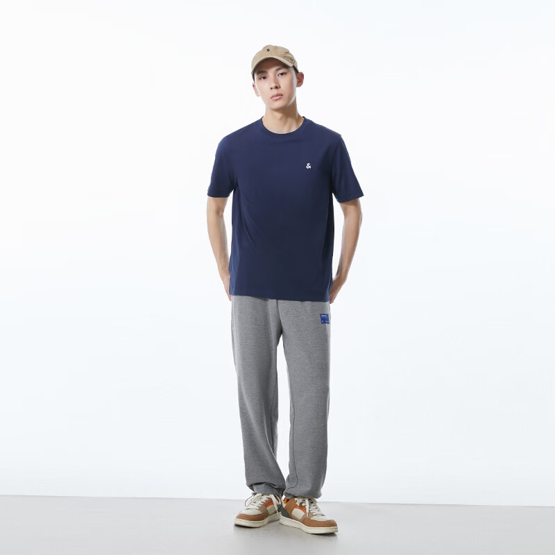 杰克瓊斯 日常簡約百搭多色LOGO刺繡 圓領(lǐng)短袖T恤 64.5元（需買2件，需用券）