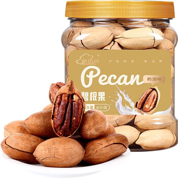 plus：新邊界 碧根果400g 每日堅(jiān)果炒貨 長壽果休閑零食干果 罐裝碧根果